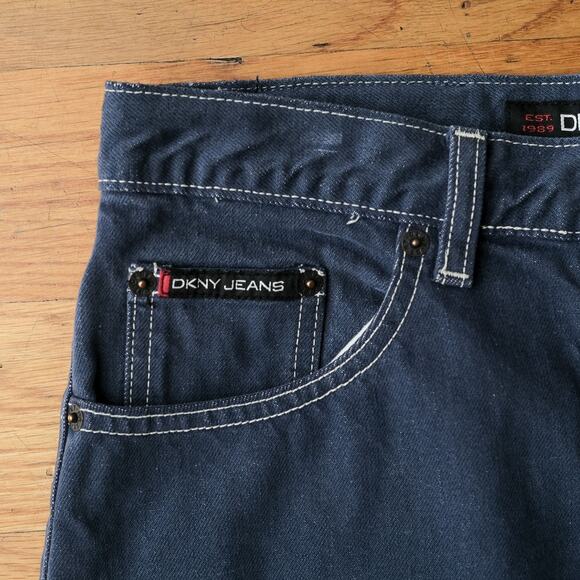 Vintage 90s DKNY Jeans Denim Mini Skirt Navy Size 2 Retro Classic Summer Casual - Picture 3 of 8